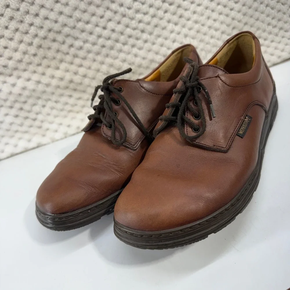 Mephisto Air Jet Leather Oxford Shoes Men 9 Brown Moc Lace Up Comfort Casual
